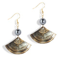 Vintage Retro Scalloped Mother of Pearl Earrings Hawaiian Pearl Earrings Gold Plated Black Pearl Jewelry Women Wholesale