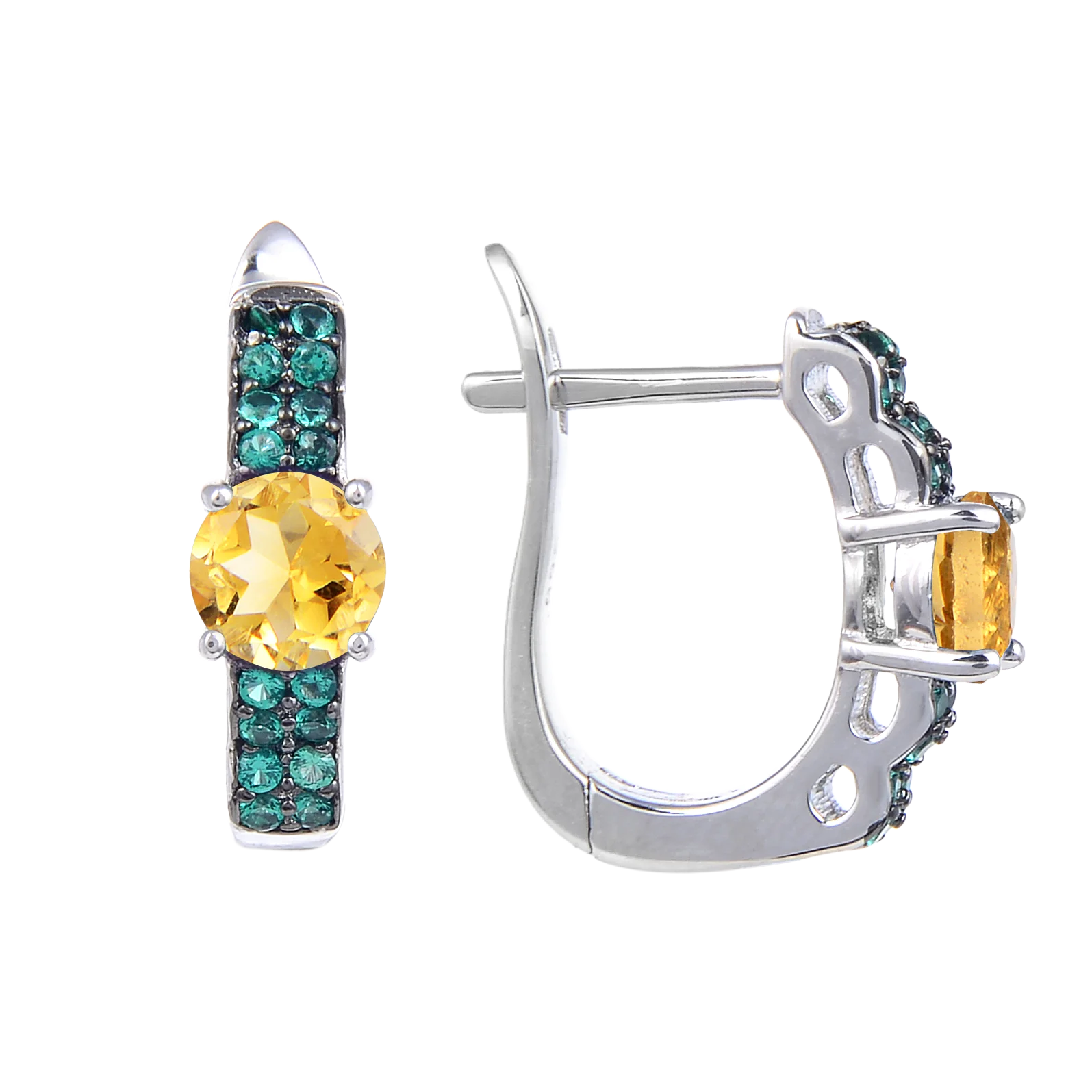 Abiding Wholesale Best Selling 925 Sterling Silver Gemstone Natural Citrine English Back Earring Women