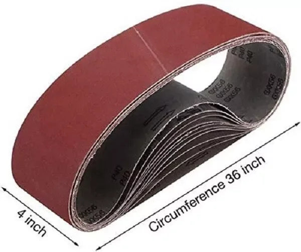 Set of 16 4x36 Aluminum Oxide Sanding Belts 100 X 915mm 80/120 Grit for Metal & Wood 5pcs Per Set 5sets Per Carton