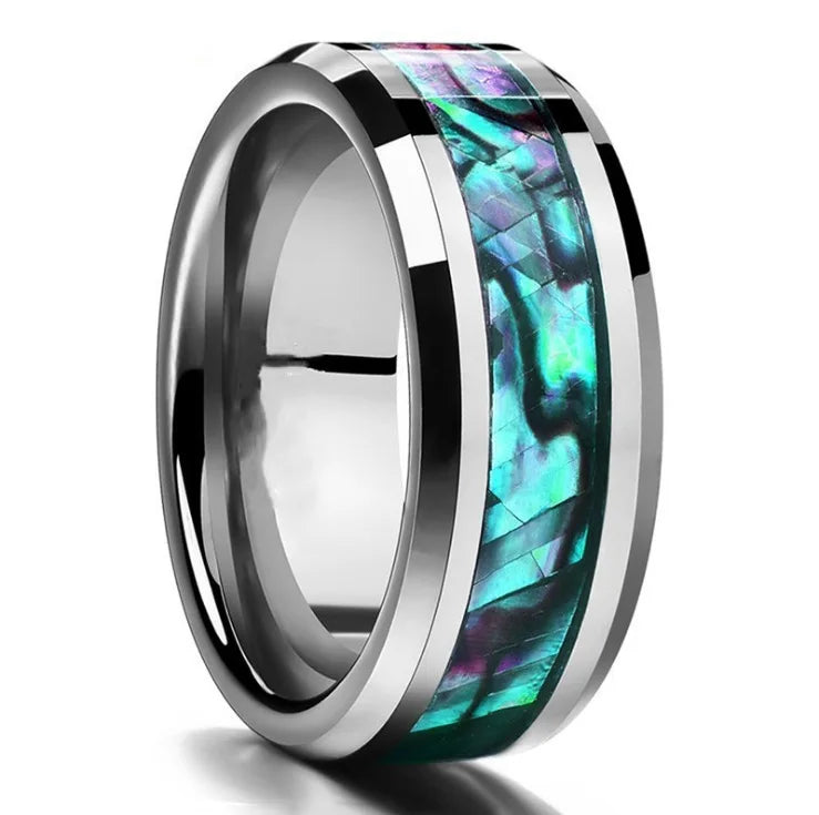 2025 Fashion Trendy Men Black Stainless Steel Jewelry Rings Creative Design Engagement Ring Silver Shell Stainless Steel Ring