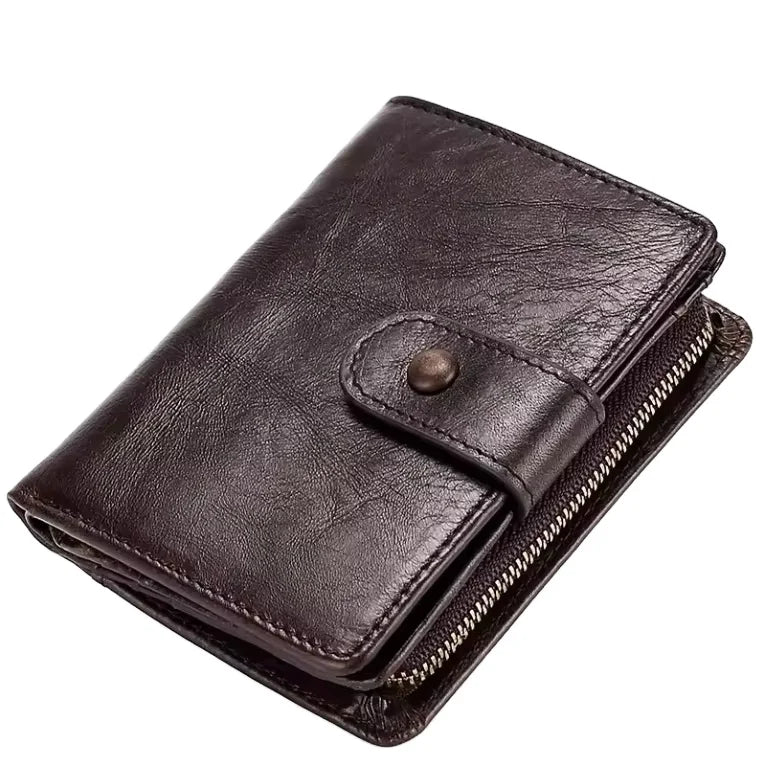 2024 Luxury RFID Crazy Horse Leather Men Wallet with Custom Money Clip Organizer Custom Genuine Leather Purse