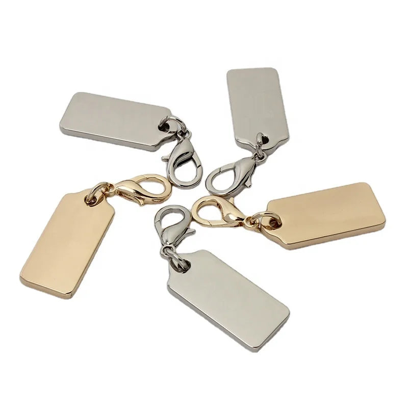 Nolvo World 3 Colors 64*18mm Custom logo Metal Name Plates Tag Labels for Bag and Purses