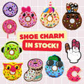 Hot Sale Custom Designer Dessert Button Pins Sweet Donuts Flavor PVC Rubber Clogs Charm Set for Kids' Parties