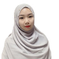Rhinestone Stoned Muslim Heavy Chiffon Instant Islamic Scarf Abaya Hijab Vintage Crystal Hot Selling Malaysia Women Multi Color