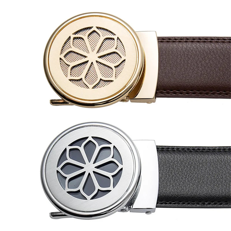 LQbelt New Men's Automatic Buckle Belt Round Genuine Leather Belts for Men Waistband Custom LOGO Factory