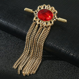 Men's Tassel Temperament Brooch Korean Chain Suit Gold Crown Pin Accessories Clothing Badge Wedding Party Gift Alloy