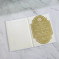 Popular Custom White Suede Velvet Hardcover Booklet Gold Mirror Acrylic Invitations for Wedding