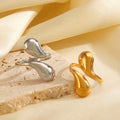 Hot Sale French Vintage Style 18K Gold Plated Stainless Steel Waterdrop Ring Adjustable Engagement Gift for Women's Party