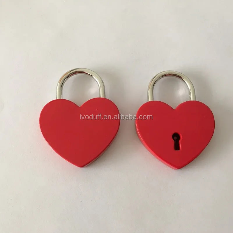 Ivoduff Heart Shape Lock Red Love Padlock Heart Metal Padlock With Key