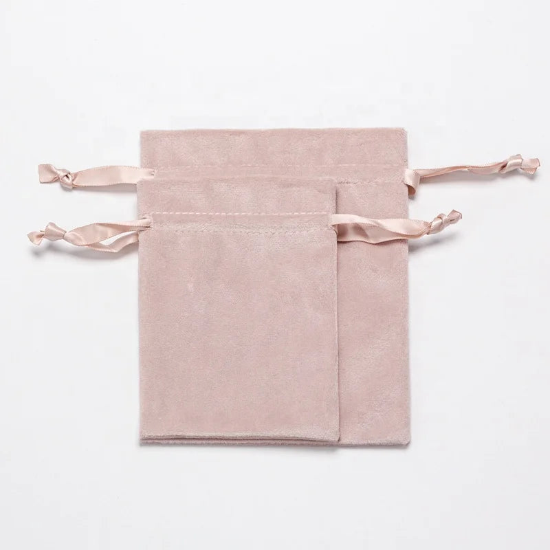 Wholesale Custom Logo Luxury Gift Pink Velvet Drawstring Bracelet Jewelry Packaging Perfume Pouch Bags