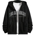Men's Color Block Long Sleeve Zip up Hoodie Cartoon Graphic Drawstring Hooded Sweatshirt Tops