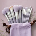 Purple 13 Pcs Premium Synthetic Kabuki Makeup Brush Set Kit Eye Shadows Make up Brushes with Velvet Travel Makeup Bag