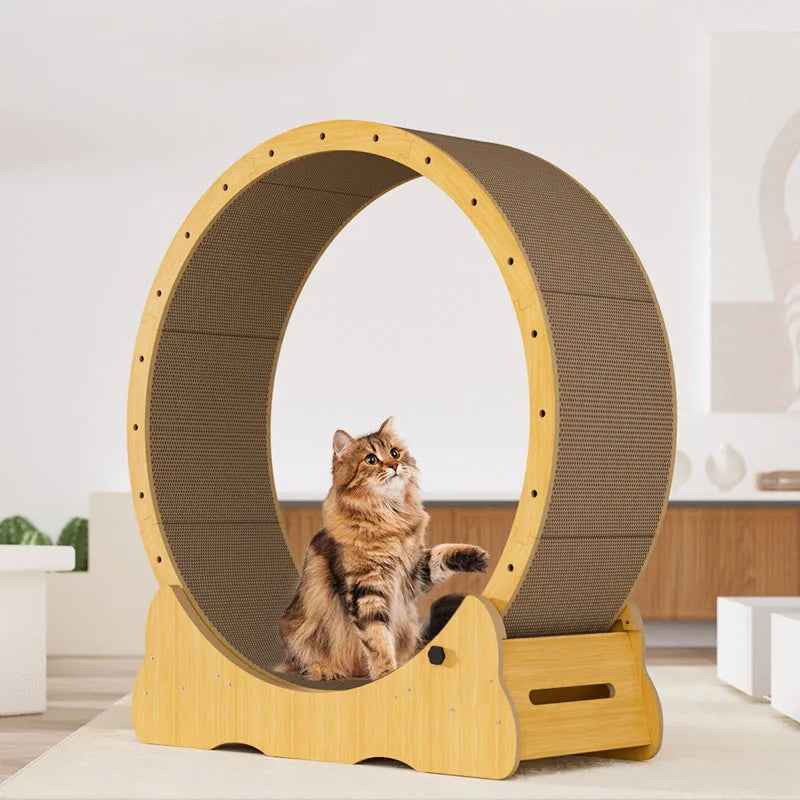 Customized Pet Equipment Cat Scratcher Treadmill Wooden Corrugated Cardboard Treadmill Interactive Cat Exercise Running Wheel