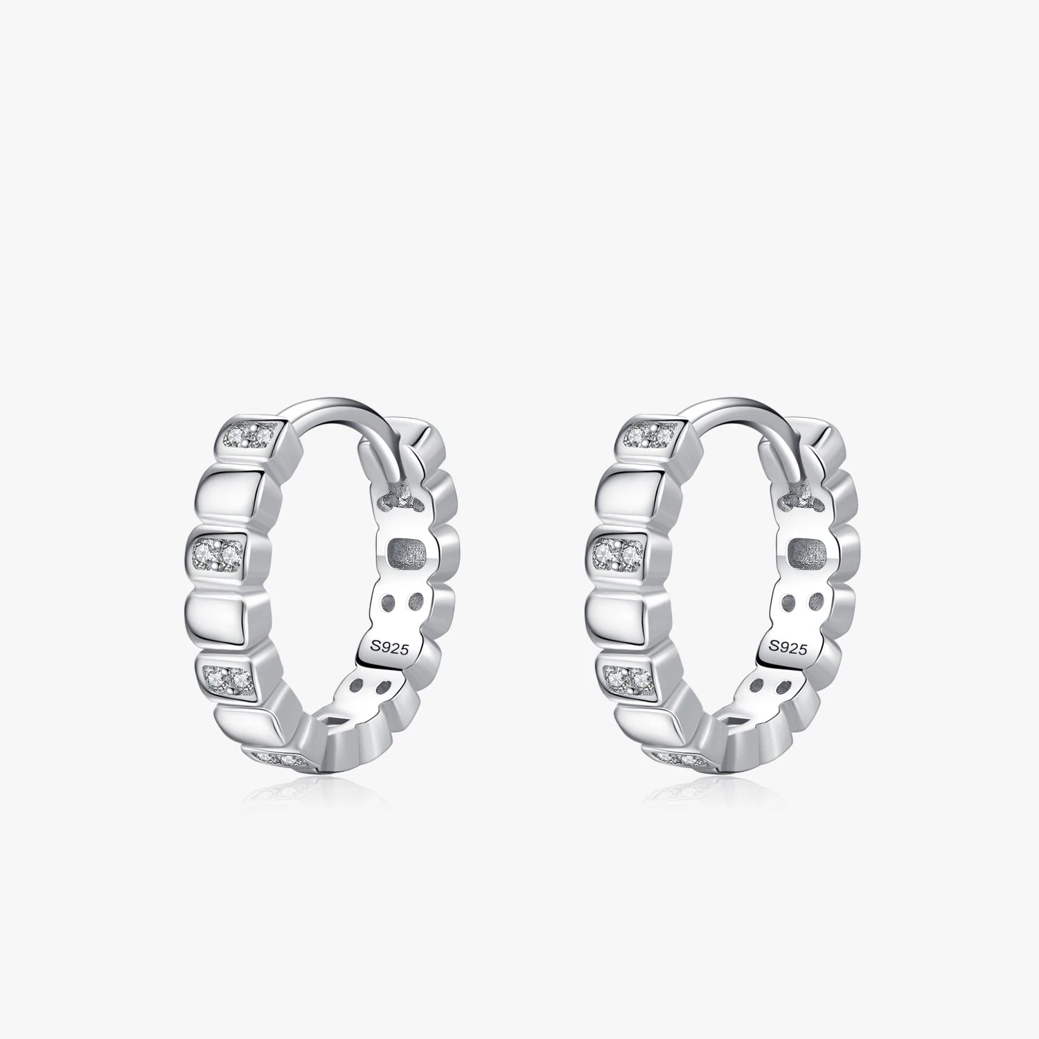 Ailmay 925 Sterling Silver Fashion Dazzling Zirconia Geometric Ear Buckles for Women Wedding Engagement Fine Female Jewelry Gift