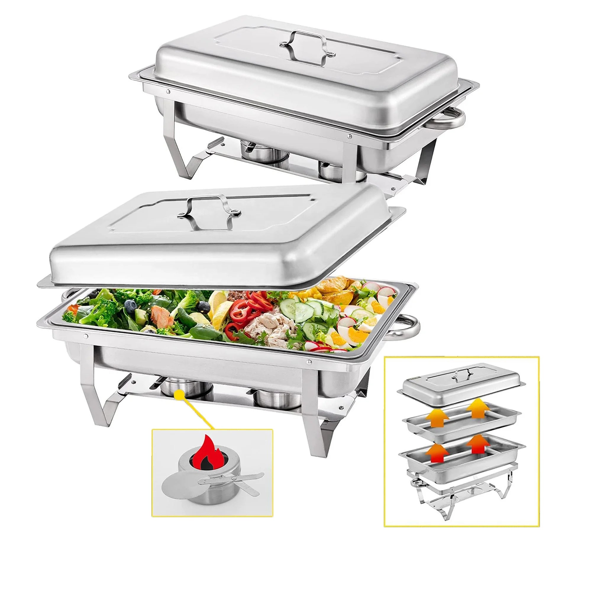 Wholesale Stainless Steel Chafing Dish Buffet Set Chaffing Dish Cheffing Dishes Food Warmer Rechaud INOX RETANGULAR for Catering