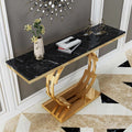 YSS Modern Simple Hallway Entry Way Entrance Console Table Marble Gold and Black Metal Control Room Console Table
