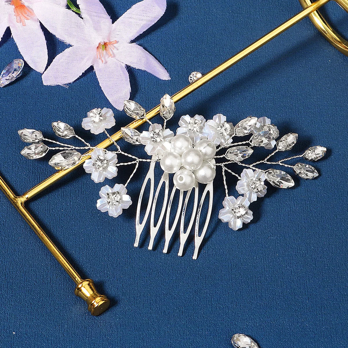 Miallo Handmade Headpiece Rhinestone Pearl Acrylic Flower Bridal Hair Comb Wholesale Wedding Hair  Accessories