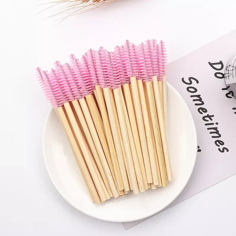 BL Disposable Bamboo Rod Lash Extension Wand Tools Nylon Eyelash Brush Eyebrow Brush Mini Makeup Brush