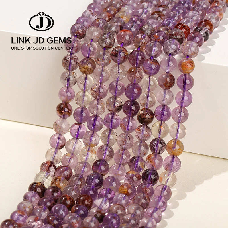 Natural Purple Ghost Quartz Amethyst Loose Beads 6-12mm DIY Accessory Gemstone Semi-Precious Stones for Bracelet Making