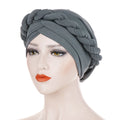 HZM-23149 Two-tone Color Braid Turban Caps African Women Modern Color Blocking Twist Turban Hat