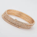 Hot Sale Classic 5-Row Crystal Rhinestone Chain Delicate Silver Plated Metal Wire Bangles Rhodium Plated for Gift Occasions
