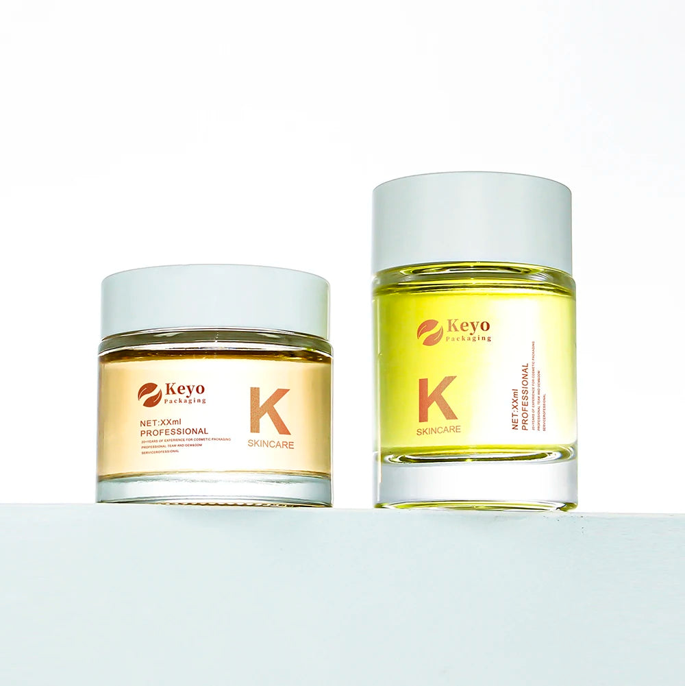 Customized 60g/60ml Matte Clear Frosted Glass Body Scrub Jars with White Lids Empty Eye Cream Containers for Skin Care Cosmetics
