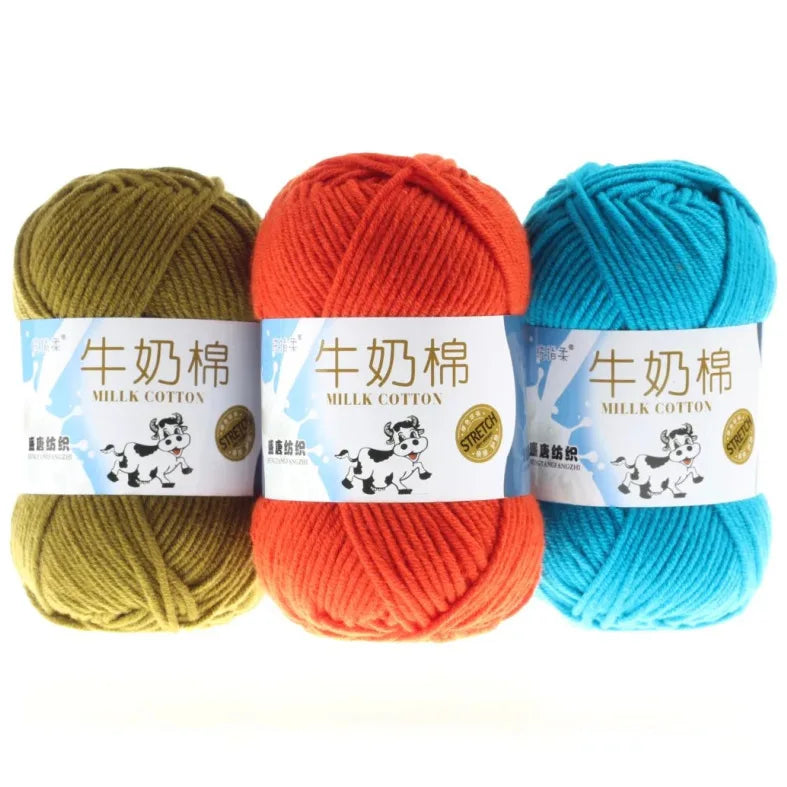 5 Ply 50g Soft Worsted Melange Yarn Dyed in Various Colors 60% Cotton 40% Acrylic Hand Knitted & Crocheted Milk Cotton Yarn