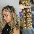 Synthetic Light Brown French Loose Curl Crochet Hair Short Boho Box Braids Hair Spiral Curl Crochet Hair Extensions