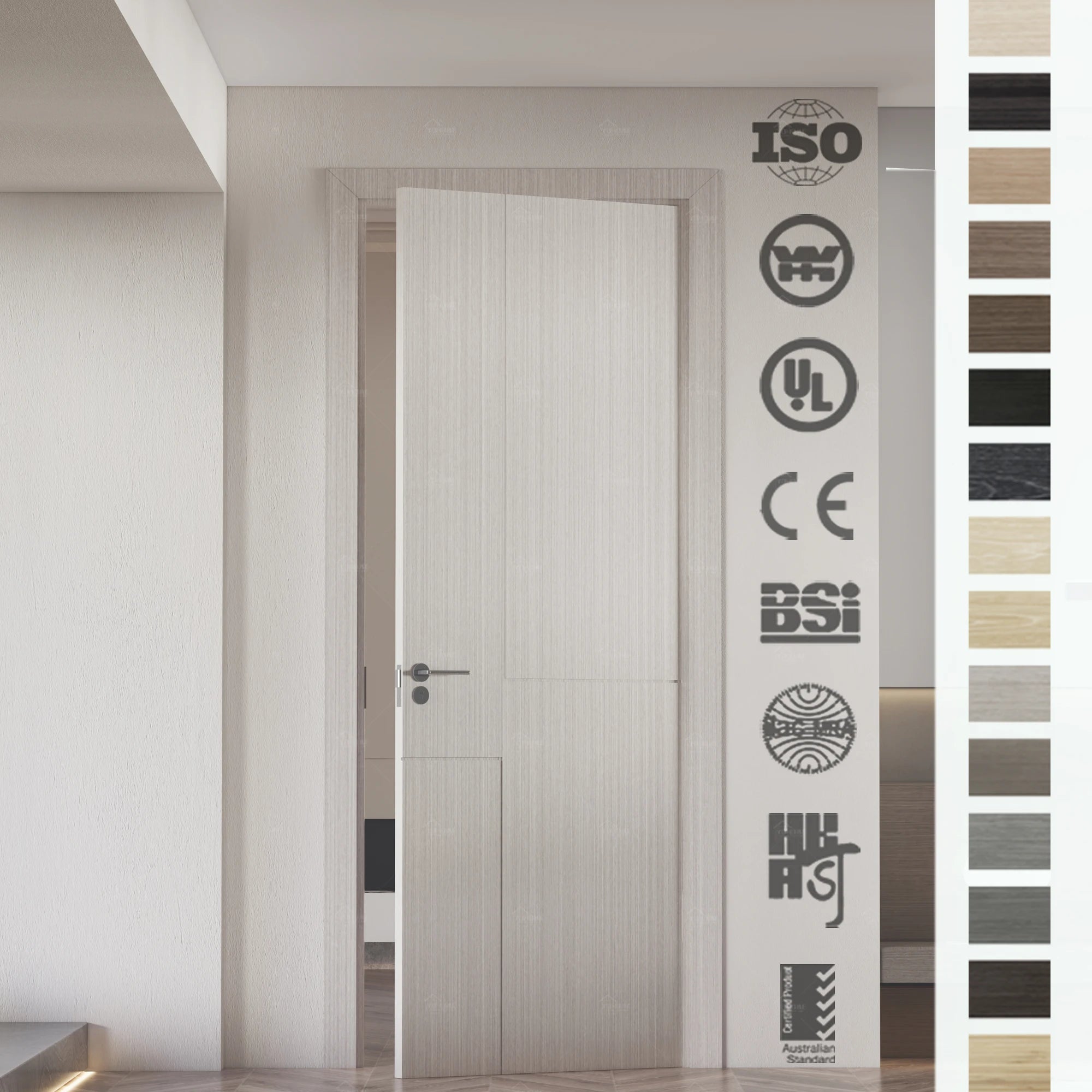 China Top Manufacture Wooden Single Main Door Simple Design Wood Door for House Classic Home Interior Doors