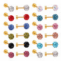 Fashion Mixed Color Zircon Screw Plug Earrings Women's Jewelry Design Crystal Ball Earring