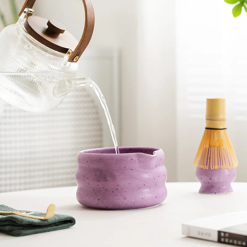 Popular Cute Home Matcha Gift Set Ceramic Bowl Matcha Whisk Chasen Bamboo Scoop and Holder Matcha Bowl Set