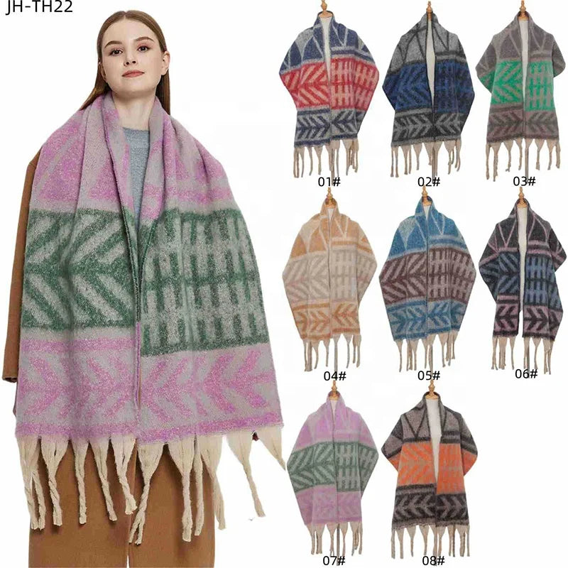 Landfond Women's Warm Scarf Colorful Soft Comfort Elegant Cold Weather Pashmina Shawl
