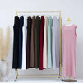 Wholesale Ramadan Dubai Tunic Modest Plain Inner Slip Dress Sleeveless Wrinkle Muslim Women Abaya Jazz Crepe Inner Slip Dress