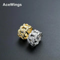 R024  12mm CZ Cuban Ring Brass Gold Silver Color Cubic Zircon Iced  RING Fashion Hip Hop Jewelry