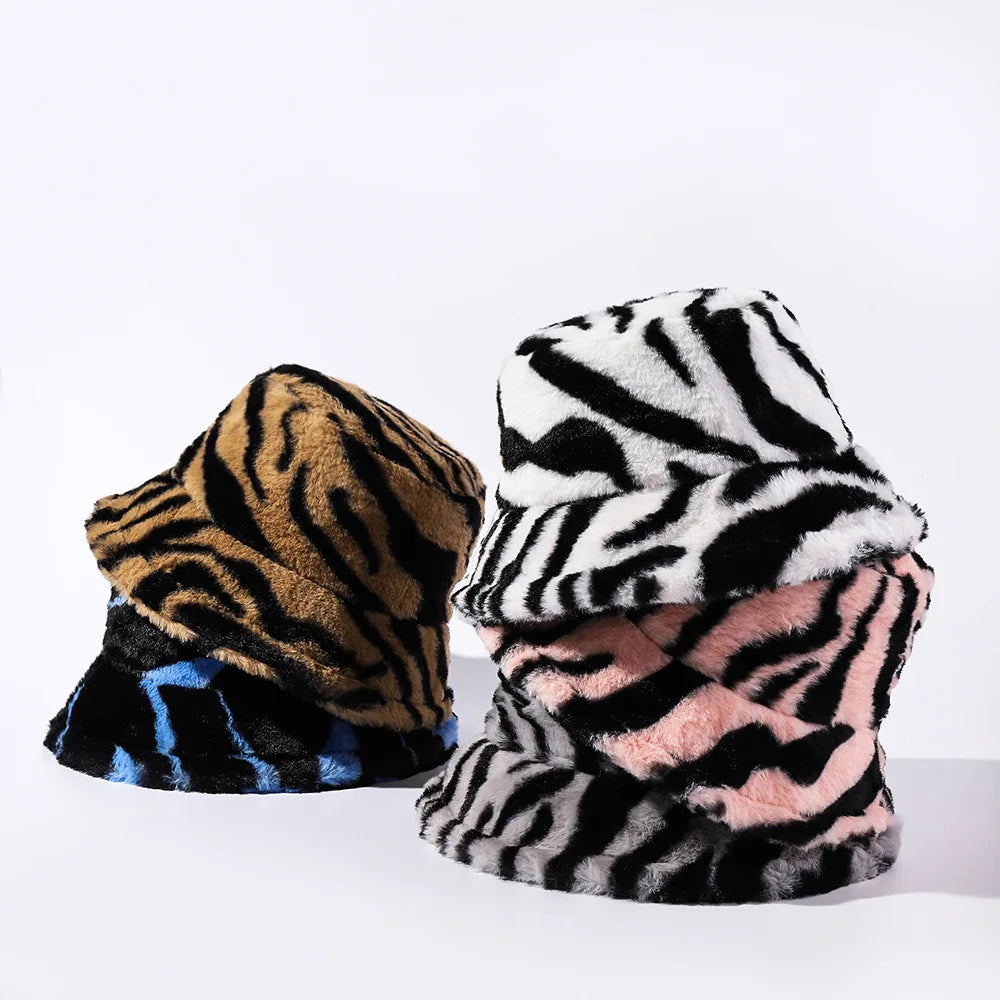BSBH Faux Fur Winter Bucket Hat Thermal Comfortable Fur Bucket Hat Women Fluffy Plush Fuzzy Bucket Hat Caps Winter Warm