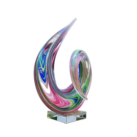 High-grade Glass Shaped Flame Indoor Decoration Pure Hand Made Ancient rainbow Color Home Office Desktop Glass Sculpture