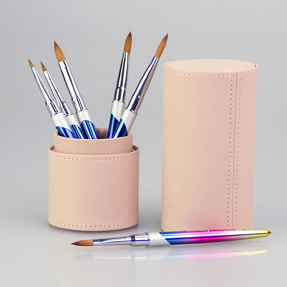 SeeJoy Custom LOGO Beauty Kolinsky Sable Acrylic Nail Art Brush Case with Metal Handle Size #2~#18 PVC Tube Packaging