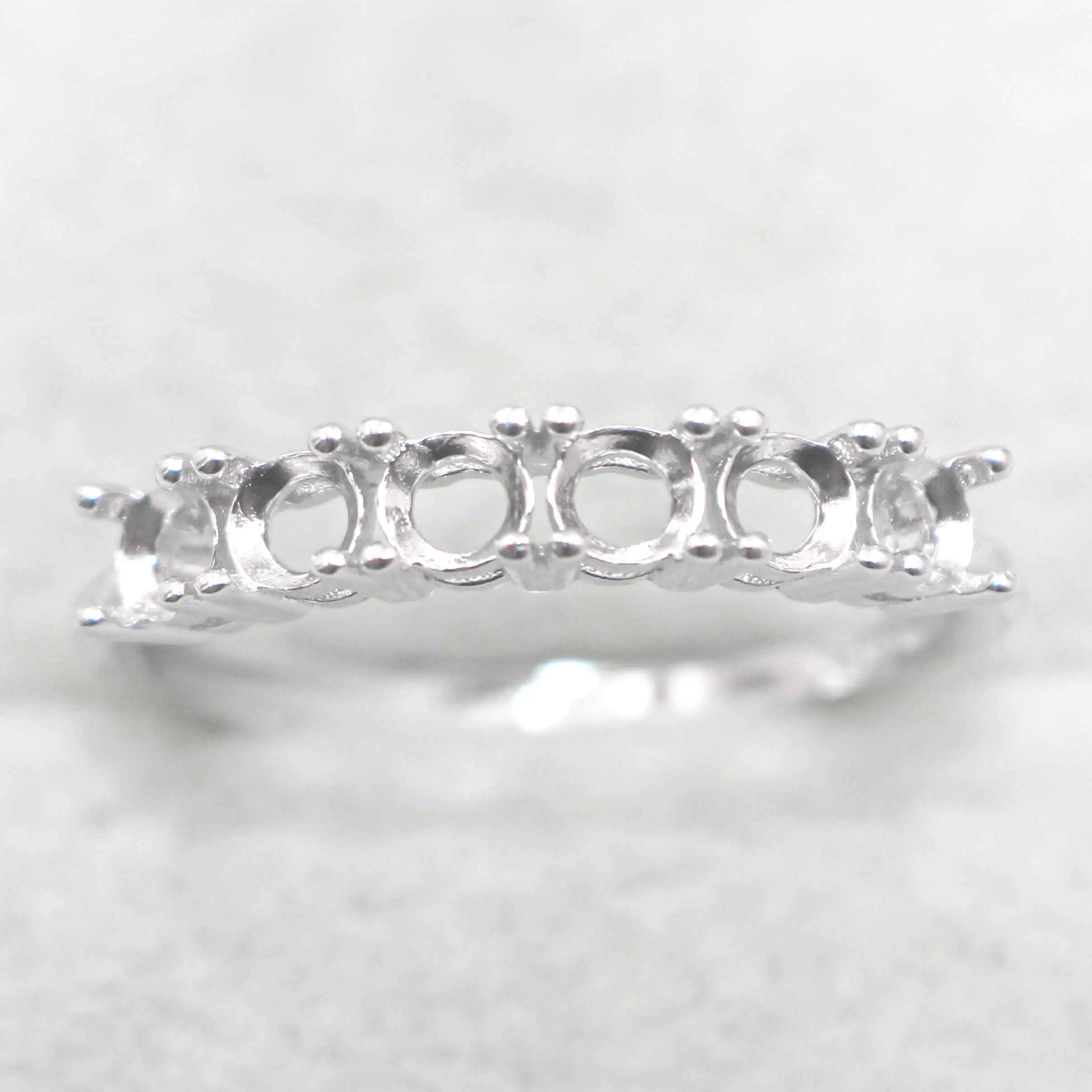 Sterling Silver 3*3mm Semi Mount Ring Empty Frame Blank Support Claw Setting S925 Base Holder Without Center Stone for Inlay DIY