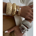 Geometric Zinc Alloy Silver Indian Chunky Gold-Plated Punk Bangle with Zircon for Party
