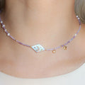 N&S Natural Baroque Moon Stars Purple Bead Chain Zircon Necklace Classic Advanced Cross-Border Fresh Temperament Stainless Steel