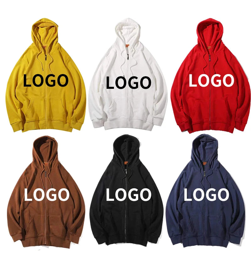 Zip up Hoodie Custom Hoody Unisex Private Label logo Embossed Embroidered 500 Gsm Cotton Heavy Weight Heavyweight Hoodies
