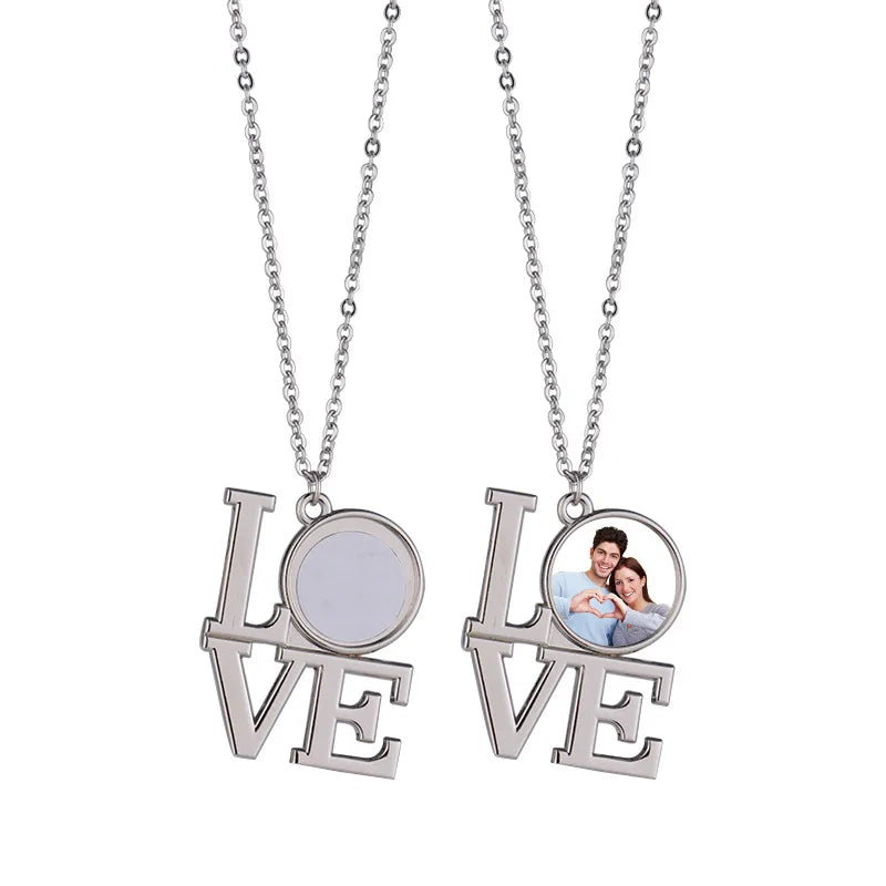 RubySub Printable Love Necklace Sublimation Pendant Necklace Jewelry Blanks for Valentine's Day