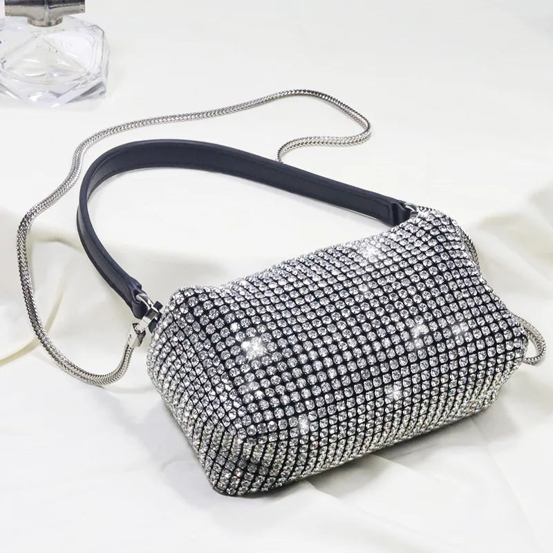 2024 Women's Full Diamond Crystal Evening Shoulder Bag Elegant Party Handbag with Elegant Bolsos Mujer