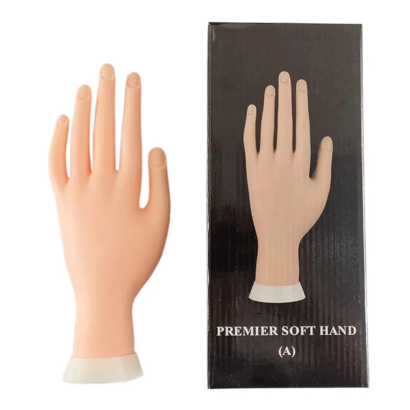 Professional Manicure Tool Nail Art Training Practice Nail Hand Silicone Flexible Bendable Practice Hand for Acrylic Nails