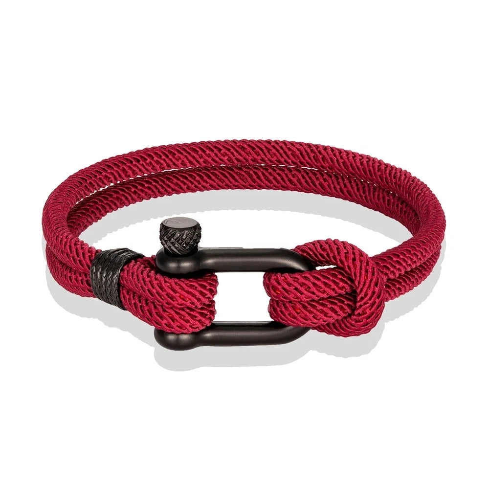 Wholesale Custom Fashion Adjustable Colorful U Shape Lucky String Bracelet Nylon Rope Wrap Anchor Rope Bracelet for Women Men
