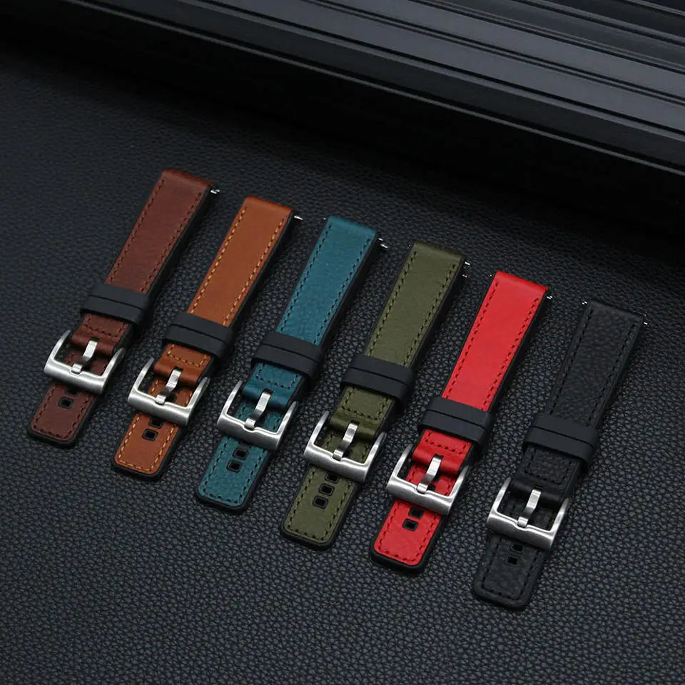 In Stock Fabric Cordura Silicone Hybrid Watch Band 20mm 22mm 24mm Quick Release Genuine Leather Rubber Watch Strap