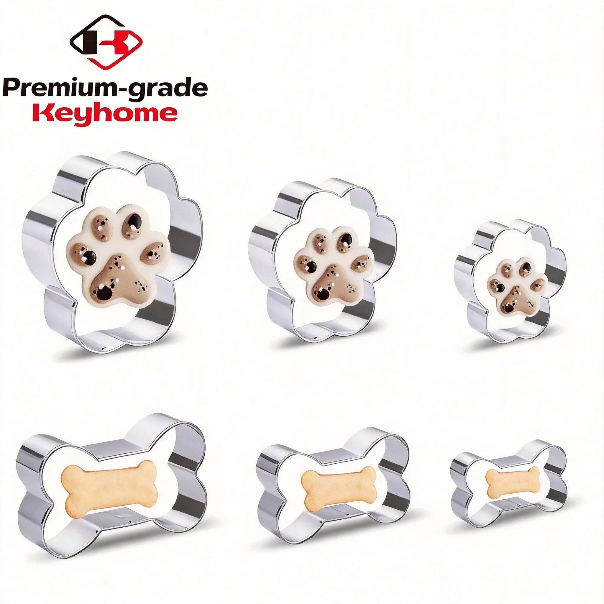 Dog Cookie Cutter Set 430 Stainless Steel Bone Paw Print Puppy Shape Biscuit Mold Eco-Friendly DIY Baking Tools for Pet Treats