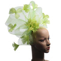 Wholesale Party Hair Accessories Charming Green Elegant Feather Fascinator With Mesh Veil for Outdoor Beach Wedding