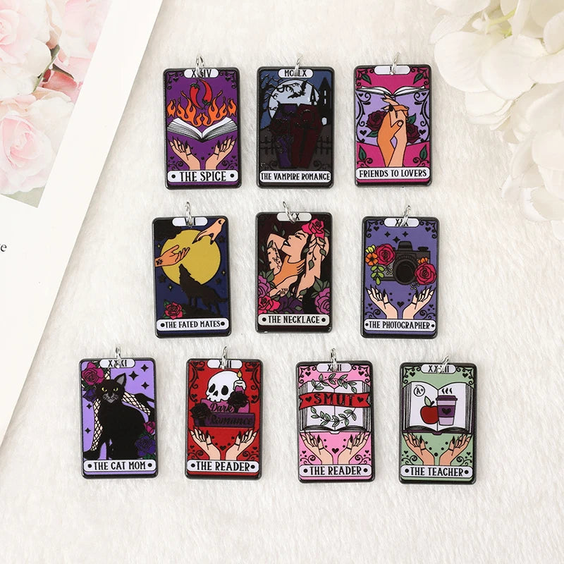 Tarot Charms Acrylic Spice Reader Teacher Pendant for Necklace Keychain Diy Making Accessories