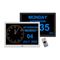 Pros 15 Inch Large Digital Calendar Day Alarm Clock Analogue Dementia Clock Remote Control Alzheimer Elderly Medicine Reminders